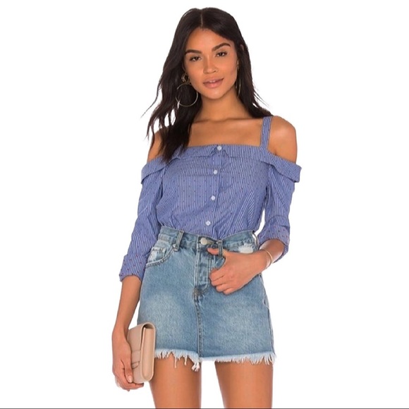 BCBGeneration | NWOT Stripe Off The Shoulder Top - Picture 3 of 9